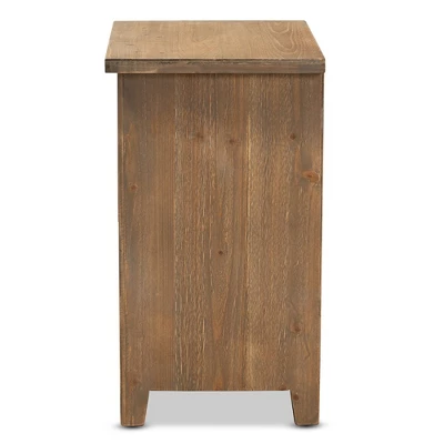 Clement 2 Drawer Wood Spindle Nightstand Brown - Baxton Studio - Image 3