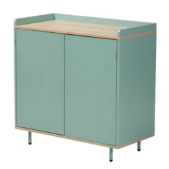 Tavita Two-Tone Wood 2 Door Sideboard Buffet Oak Brown/Mint Green - Baxton Studio