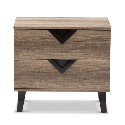 Swanson Modern And Contemporary Wood 2 - Drawer Nightstand - Light Brown - Baxton Studio - Image 2