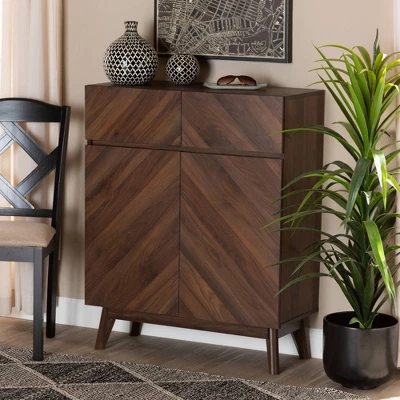 Hartman Wood Shoe Cabinet Walnut Brown - Baxton Studio - Image 9
