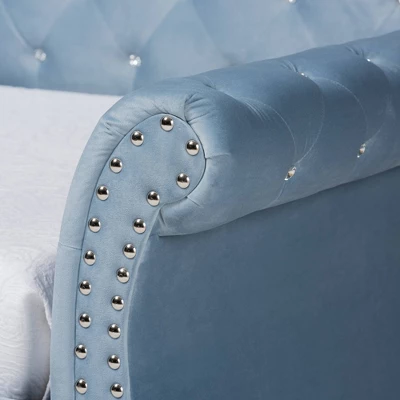 Twin Abbie Velvet Tufted Daybed With Trundle Light Blue - Baxton Studio - Image 6