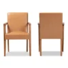2pc Andrea Faux Leather And Wood Armchairs Brown - Baxton Studio
