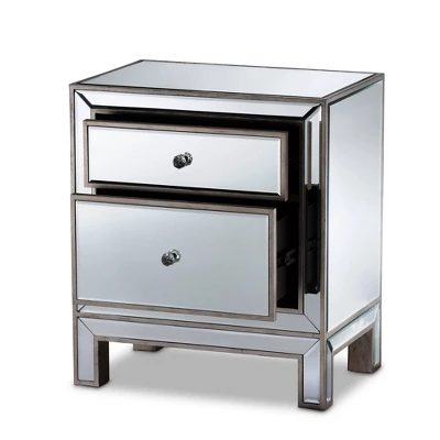 Fadri 2 Drawers Mirrored Nightstand - Baxton Studio