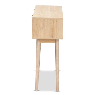 Baird Wood And Rattan 2 Drawer Console Table Brown - Baxton Studio - Image 3