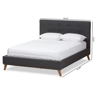 Valencia Mid - Century Modern Fabric Platform Bed - Baxton Studio - Image 9