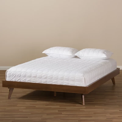 Jacob Mid - Century Modern Walnut Finished Solid Wood Bed Frame - Baxton Studio - Image 5
