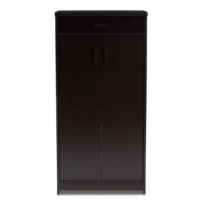 Bienna Modern And Contemporary Finished Shoe Cabinet Dark Brown - Baxton Studio - Image 2