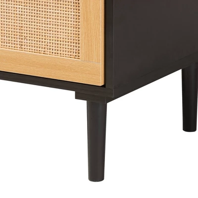 Maureen Wood And Rattan 5 Drawer Storage Chest Espresso/Natural Brown - Baxton Studio - Image 6