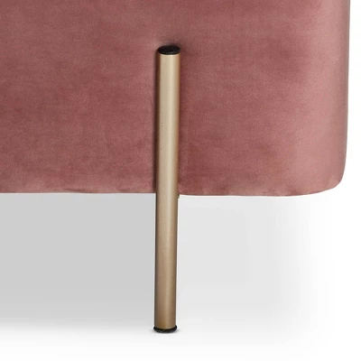Rockwell Blush Velvet Metal Storage Bench Pink/Gold - Baxton Studio - Image 5
