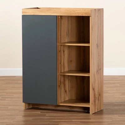 Caspian Wood Shoe Cabinet Gray/Brown - Baxton Studio - Image 7