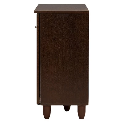 Winda Modern And Contemporary 3-Door Wooden Entryway Shoes Storage Cabinet - Dark Brown - Baxton Studio - Image 4