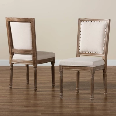 Set Of 2 Louane Fabric Upholstered And Wood Dining Chairs - Baxton Studio - Image 8
