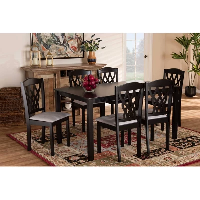 7pc Salem Fabric Upholstered And Wood Dining Set - Baxton Studio - Image 5