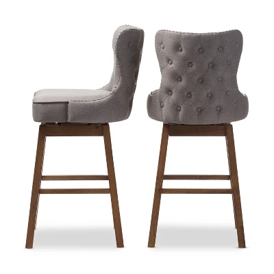 Gradisca Modern And Contemporary Wood Finishing Upholstered Barstools Set Of 2 - Baxton Studio - Image 2