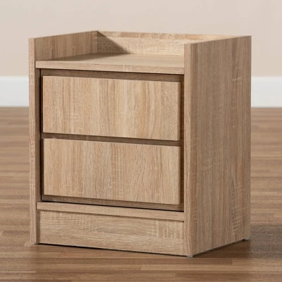 2 Drawers Hale Wood Nightstand - Baxton Studio - Image 6
