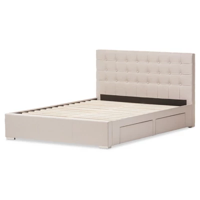 Queen Rene Modern And Contemporary Fabric 4 Drawer Storage Platform Bed - Baxton Studio - Image 4