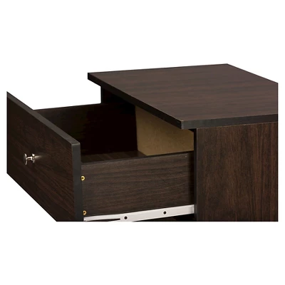 Felda Modern Shoe Cabinet With 2 Doors And Drawer - Dark Brown - Baxton Studio - Image 4