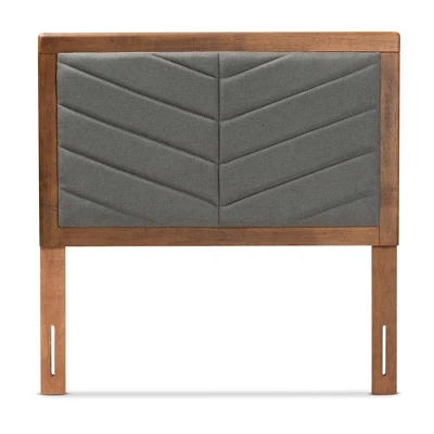 Twin Iden Fabric Upholstered Wood Headboard Dark Gray/Walnut Brown - Baxton Studio