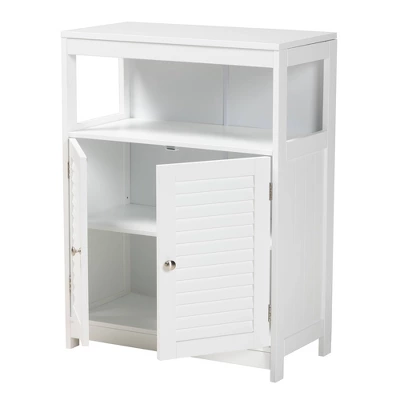 Rivera Wood And Metal 2 Door Bathroom Storage Cabinet White/Silver - Baxton Studio - Image 2
