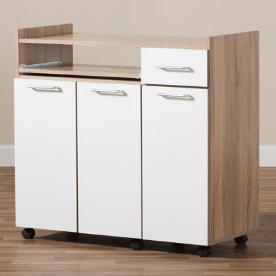 Charmain Modern And Contemporary Light Oak And Finish Kitchen Cabinet White/Brown - Baxton Studio - Image 10