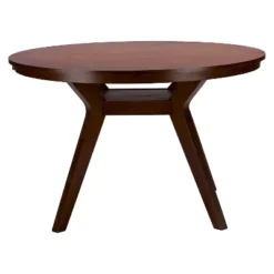 Montreal Mid-Century Round Wood Dining Table - Brown Walnut - Baxton Studio