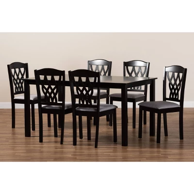 7pc Salem Fabric Upholstered And Wood Dining Set - Baxton Studio - Image 6