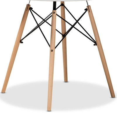 Varen Plastic And Wood Dining Table White/Oak Brown/Black - Baxton Studio - Image 3