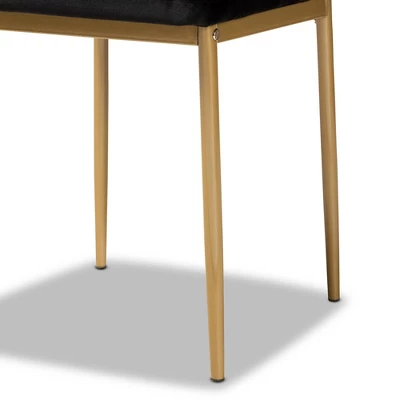 4pc Armand Velvet Fabric Upholstered And Metal Dining Chair Set - Baxton Studio - Image 3