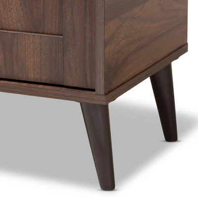 Cormier Walnut Finished 2 Door Wood Entryway Shoe Storage Cabinet Brown - Baxton Studio - Image 5