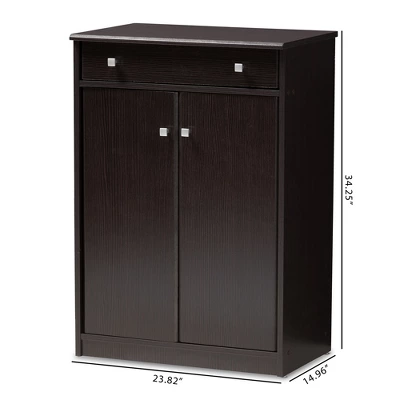 Dariell Modern And Contemporary Finished Shoe Cabinet Dark Brown - Baxton Studio - Image 9