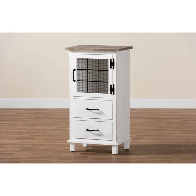 Faron Finished Wood 2 Drawer Storage Cabinet White/Oak Brown - Baxton Studio - Image 7