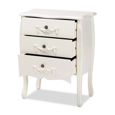Eliya Wood 3 Drawer Storage Cabinet White - Baxton Studio - Image 2