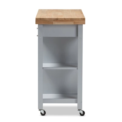 Hayward Coastal And Farmhouse Natural Wood Kitchen Cart White, Light Brown - Baxton Studio - Image 7