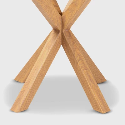 Lida Glass And Wood Finished End Table Clear/Natural - Baxton Studio - Image 2