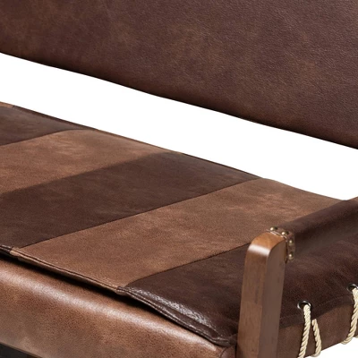 Rovelyn Faux Leather Finished Wood Sofa Brown - Baxton Studio - Image 2