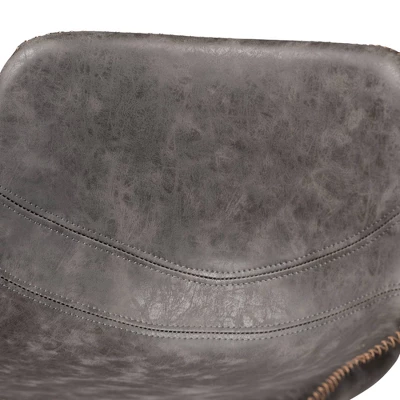 Set Of 2 Tani Faux Leather Upholstered Metal Barstools Gray/Black - Baxton Studio - Image 3