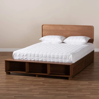 4 Drawer Vita Modern Transitional Wood Platform Storage Bed Walnut/Brown - Baxton Studio - Image 10