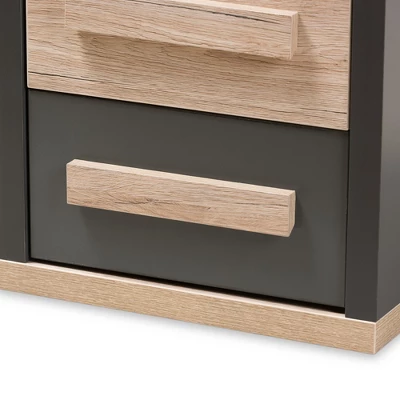 Pandora Modern And Contemporary Two-Tone 2 Drawer Nightstand Dark Gray - Baxton Studio - Image 5