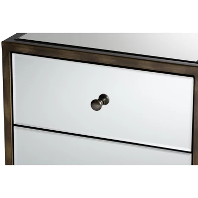 Baxton Studio Nouria Mirrored 3 Drawer Nightstand Bedside Table Silver - BaxtonStudio - Image 2