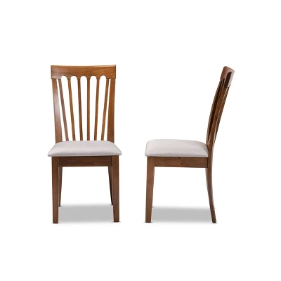 Set Of 2 Minette Fabric Upholstered Wood Dining Chairs Gray/Walnut - Baxton Studio - Image 2