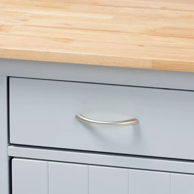 Donnie Wood Kitchen Storage Cart Light Gray/Natural - Baxton Studio - Image 7