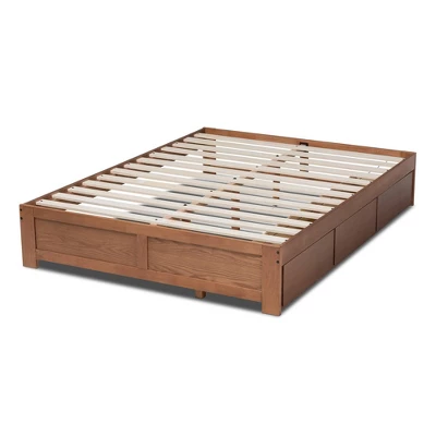 Wren 3 Drawer Storage Bed Frame Walnut - Baxton Studio - Image 3