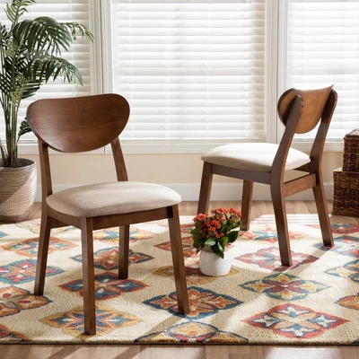 2pc Damara Fabric Upholstered And Wood Dining Chair Set - Baxton Studio - Image 5