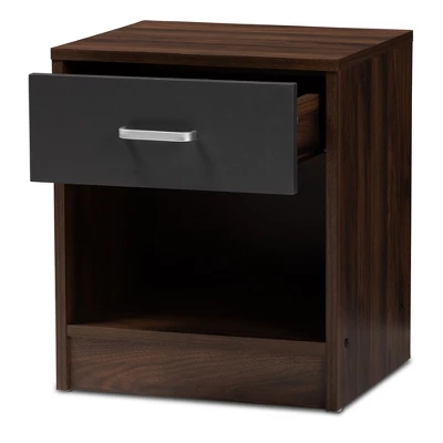 Hansel 1 Drawer And Finished Nightstand Brown/Gray - Baxton Studio - Image 3