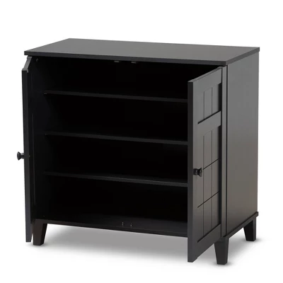 Shelf Wood Shoe Storage Cabinet Glidden Finished Dark Gray - Baxton Studio - Image 9