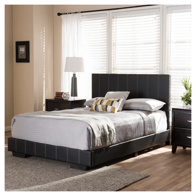 Full Atlas Modern And Contemporary Faux Leather Platform Bed Black - Baxton Studio - Image 5