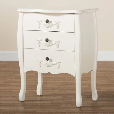 Eliya Wood 3 Drawer Storage Cabinet White - Baxton Studio - Image 8