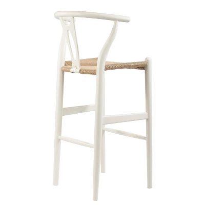 Mid-Century Modern Wishbone Barstool Wood White - Baxton Studio - Image 2