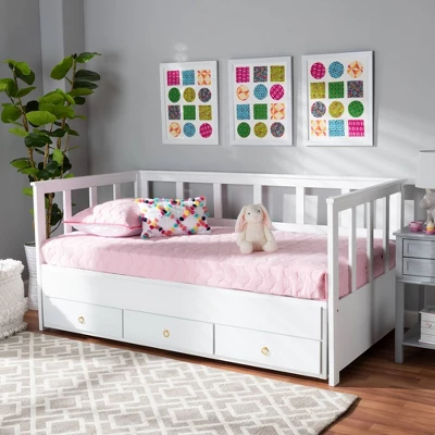 Twin To King Kendra Expandable Daybed With Storage Drawers White - Baxton Studio - Image 10
