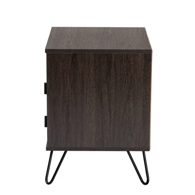 Glover Wood And Metal 2 Drawer Nightstand Brown/Gold - Baxton Studio - Image 4